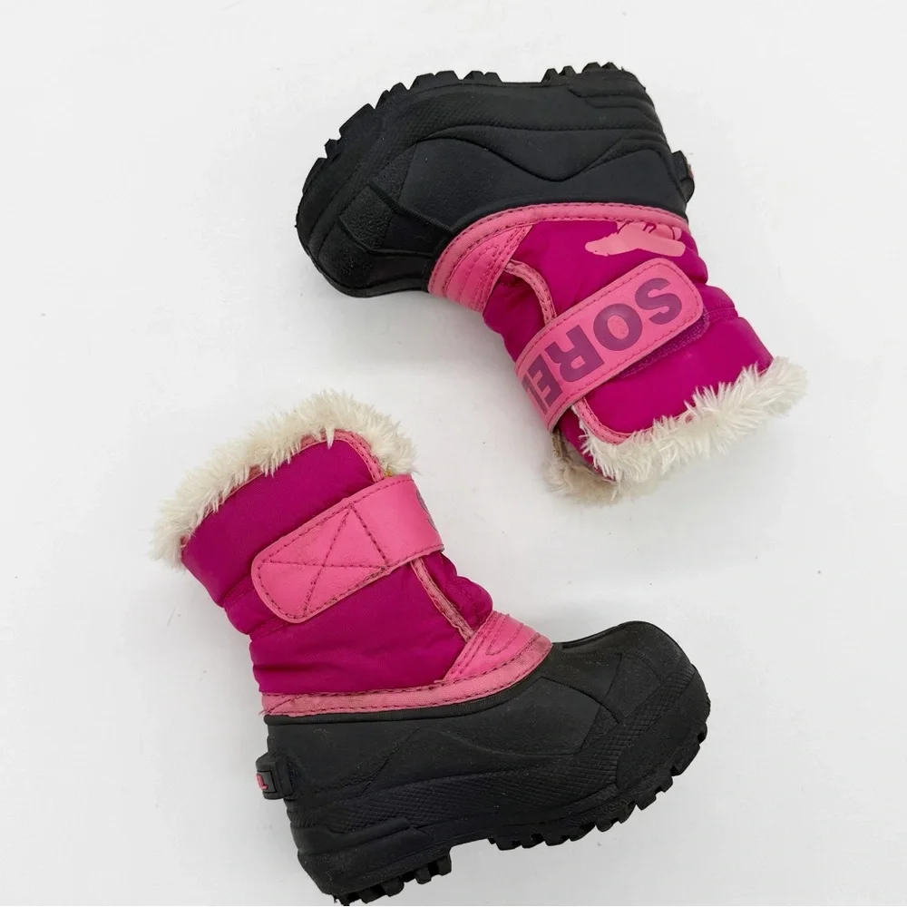 Sorel Snow Commander Winter Boot Toddler Size 6 Waterproof Pink Faux Fur Outdoor